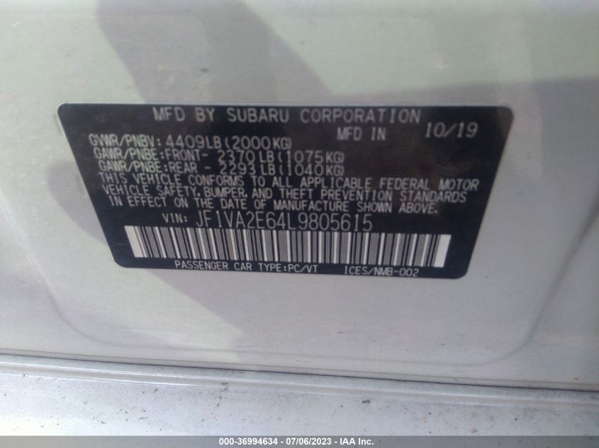 2020 SUBARU WRX STI - JF1VA2E64L9805615