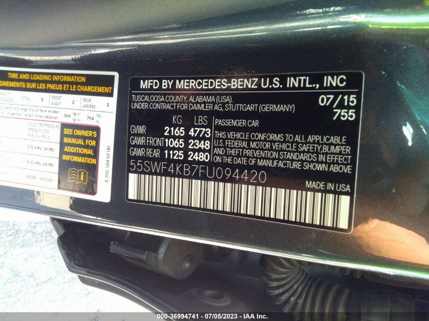 2015 MERCEDES-BENZ C-CLASS C 300 - 55SWF4KB7FU094420
