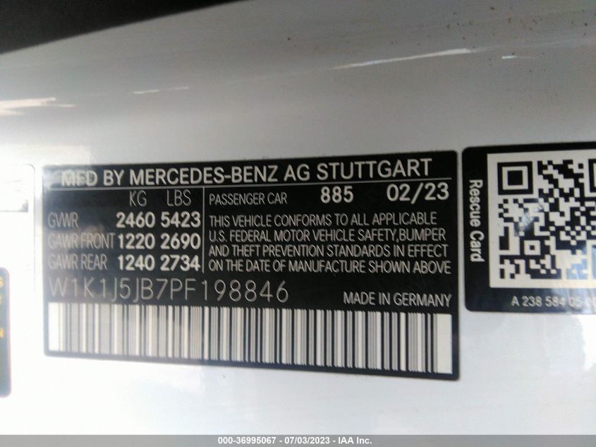 W1K1J5JB7PF198846 2023 MERCEDES-BENZ E-CLASS, photo no. 8