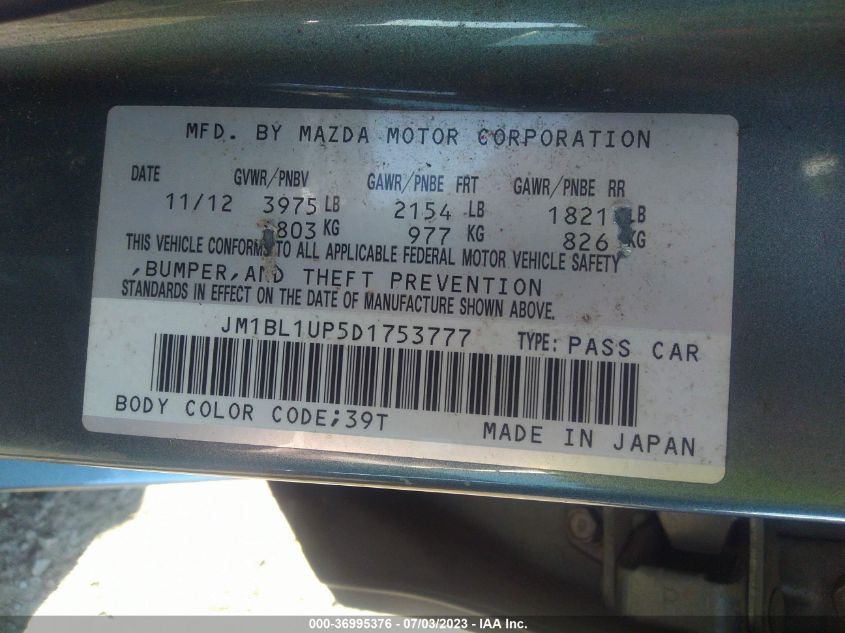 2013 MAZDA MAZDA3 I SPORT - JM1BL1UP5D1753777