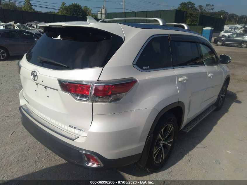 2016 TOYOTA HIGHLANDER XLE - 5TDJKRFH9GS269007