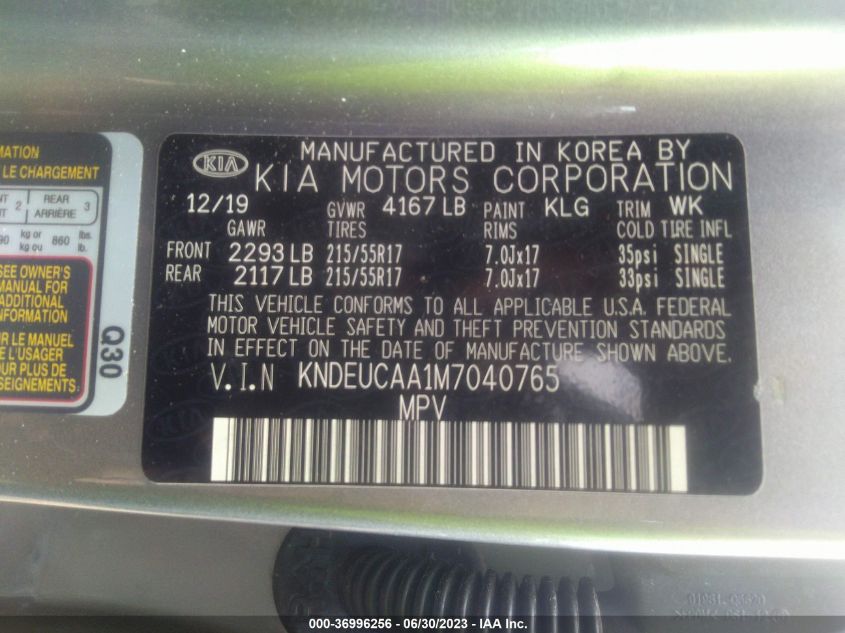 2021 KIA SELTOS S - KNDEUCAA1M7040765