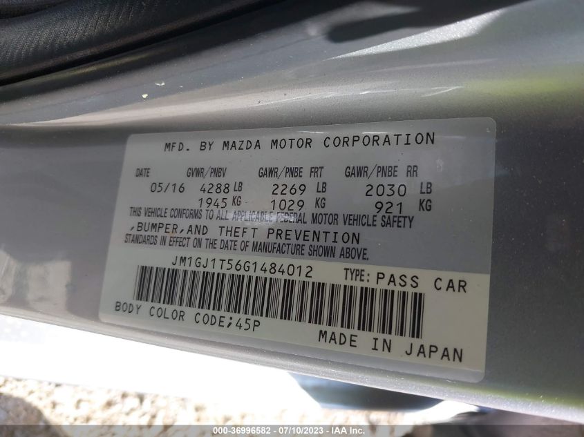 2016 MAZDA MAZDA6 I TOURING - JM1GJ1T56G1484012