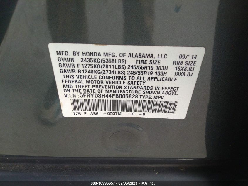 2015 ACURA MDX TECH PKG - 5FRYD3H44FB006828