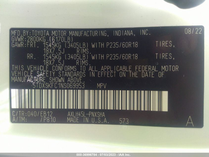2022 TOYOTA SIENNA XSE - 5TDXSKFC1NS069953
