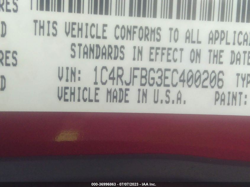 2014 JEEP GRAND CHEROKEE LIMITED - 1C4RJFBG3EC400206