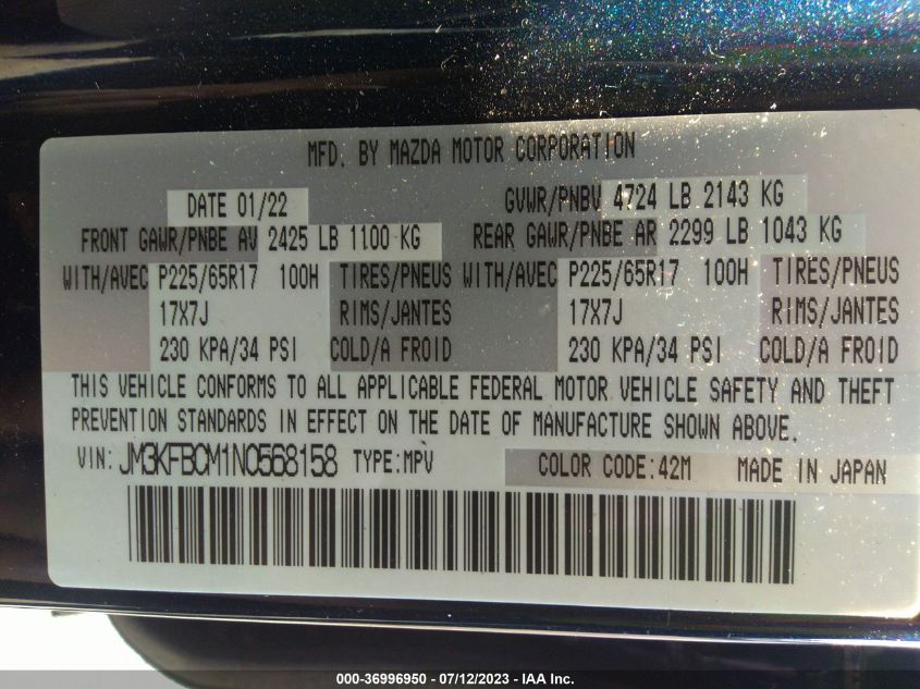 2022 MAZDA CX-5 PREFERRED - JM3KFBCM1N0568158