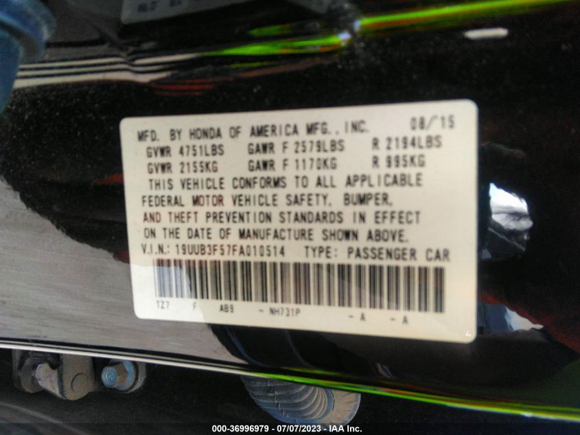 2015 ACURA TLX V6 TECH - 19UUB3F57FA010514