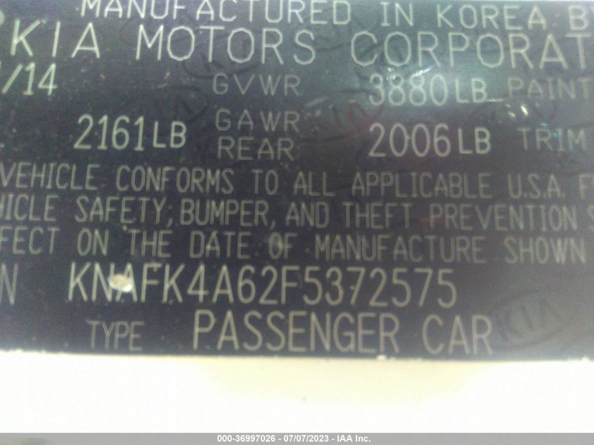 2015 KIA FORTE LX - KNAFK4A62F5372575