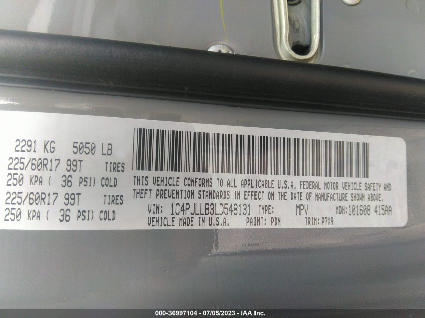 2020 JEEP CHEROKEE LATITUDE PLUS - 1C4PJLLB3LD548131