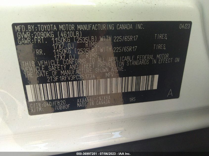 2023 TOYOTA RAV4 LE - 2T3F1RFV3PC351734