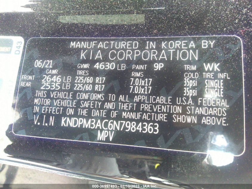 2022 KIA SPORTAGE LX - KNDPM3AC6N7984363