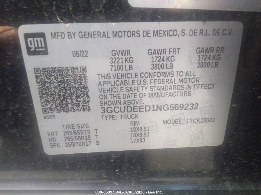 2022 CHEVROLET SILVERADO 1500 RST - 3GCUDEED1NG569232