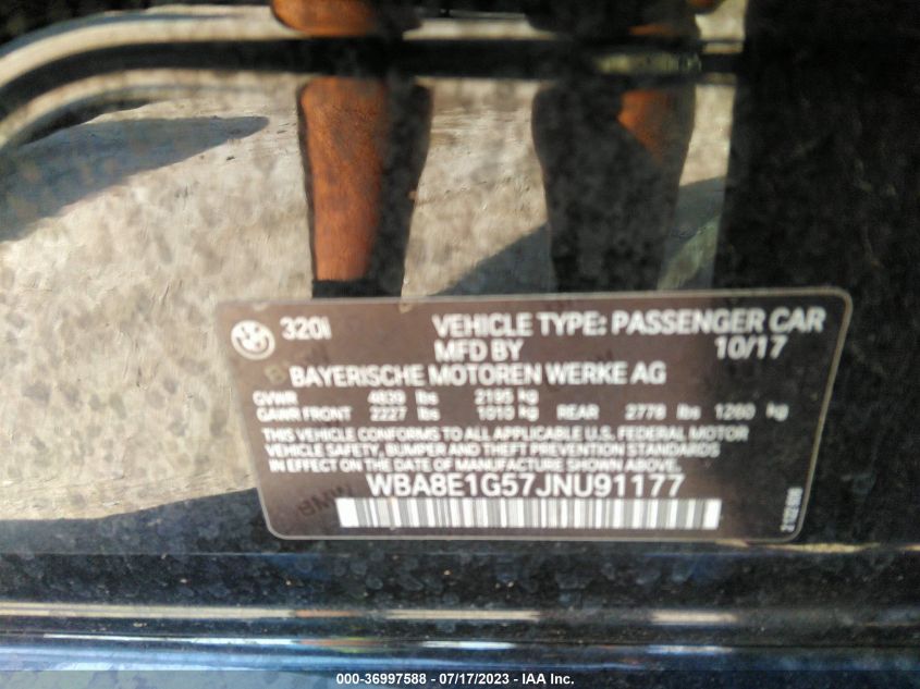 2018 BMW 3 SERIES 320I - WBA8E1G57JNU91177