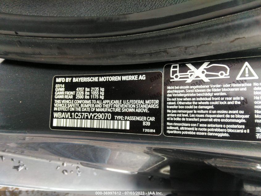 2015 BMW X1 XDRIVE28I - WBAVL1C57FVY29070