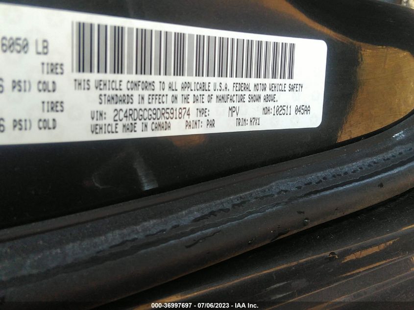2013 DODGE GRAND CARAVAN SXT - 2C4RDGCG9DR591874