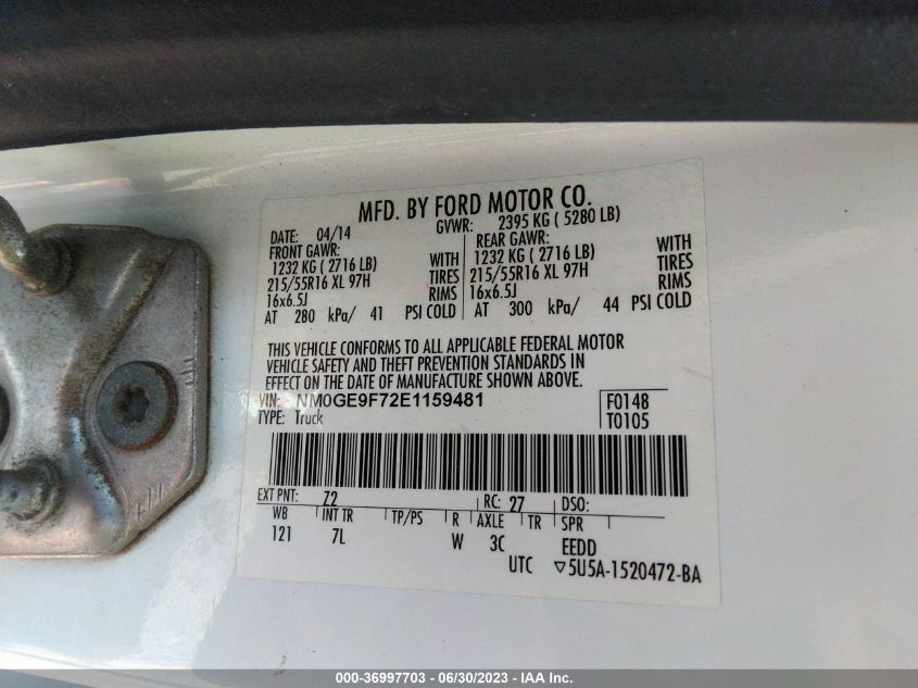 2014 FORD TRANSIT CONNECT WAGON XLT NM0GE9F72E1159481