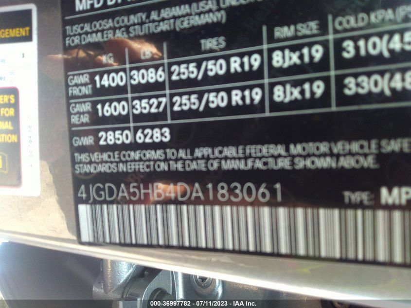2013 MERCEDES-BENZ M-CLASS ML 350 - 4JGDA5HB4DA183061
