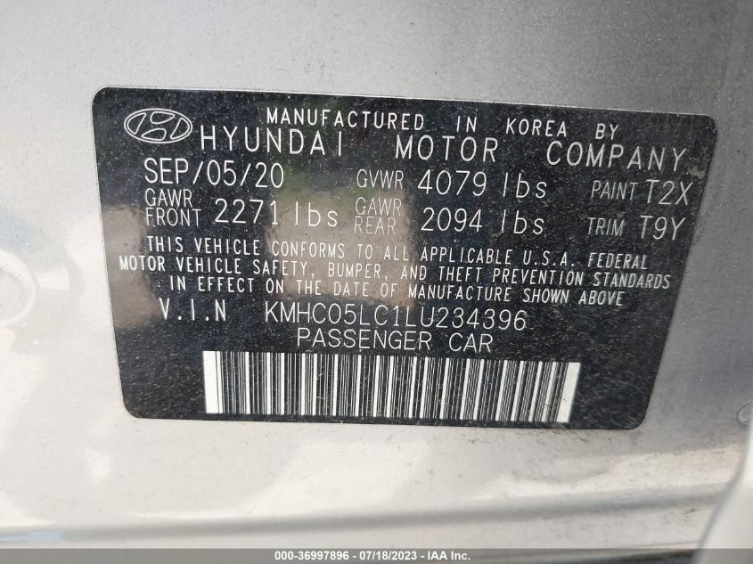 2020 HYUNDAI IONIQ HYBRID LIMITED - KMHC05LC1LU234396