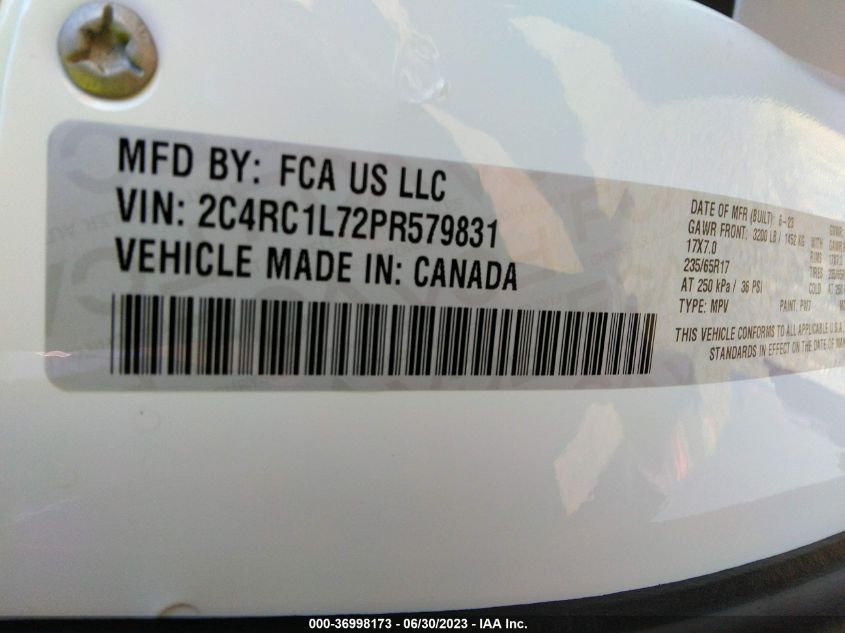 2023 CHRYSLER PACIFICA HYBRID TOURING L - 2C4RC1L72PR579831