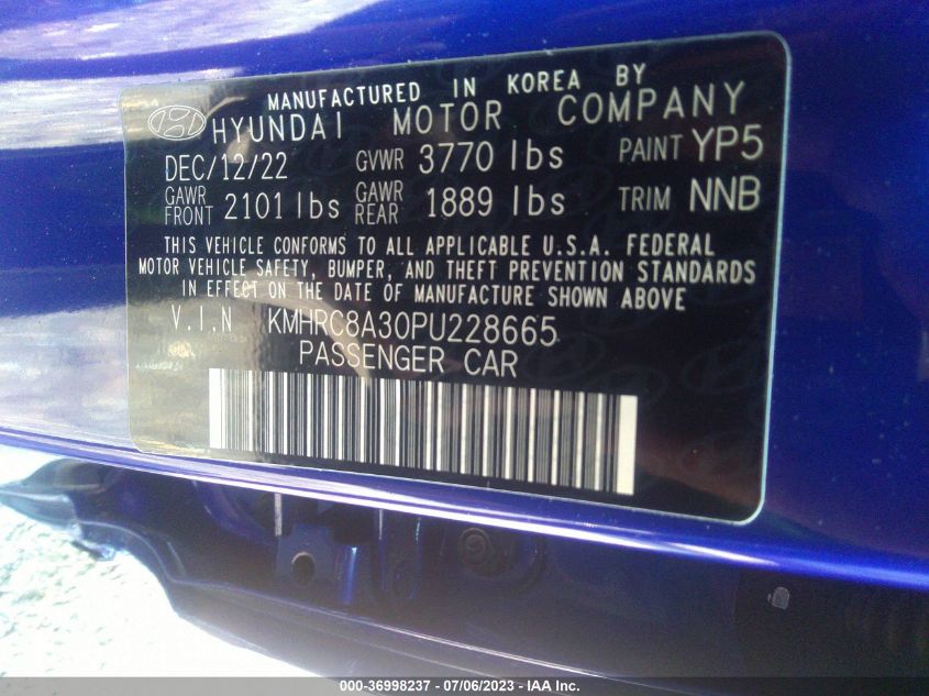 2023 HYUNDAI VENUE LIMITED - KMHRC8A30PU228665