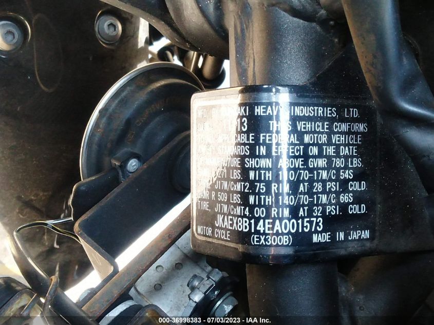 2014 KAWASAKI EX300 B - JKAEX8B14EA001573