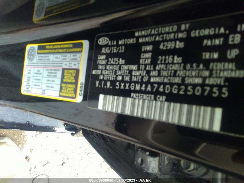 2013 KIA OPTIMA LX - 5XXGM4A74DG250755