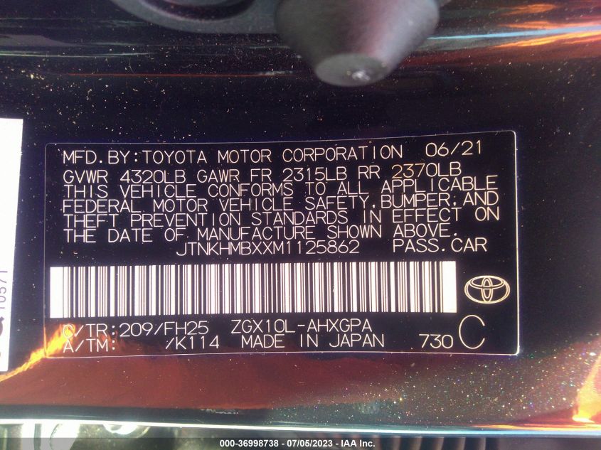 2021 TOYOTA C-HR LE/XLE/LIMITED/NIGHTSHADE - JTNKHMBXXM1125862