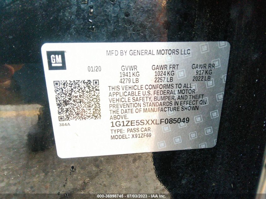 2020 CHEVROLET MALIBU PREMIER - 1G1ZE5SXXLF085049