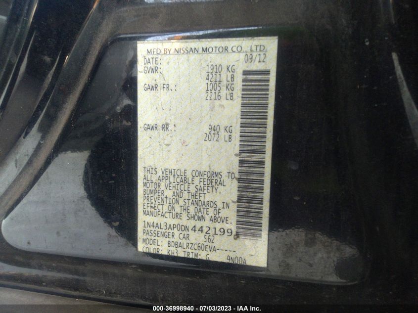 2013 NISSAN ALTIMA 2.5 S - 1N4AL3AP0DN442199