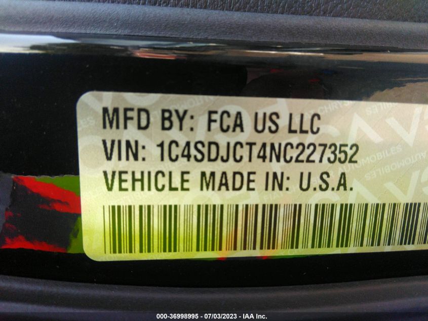 2022 DODGE DURANGO R/T - 1C4SDJCT4NC227352