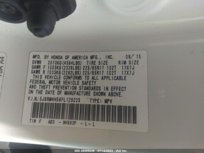2015 HONDA CR-V EX - 5J6RM4H56FL129235