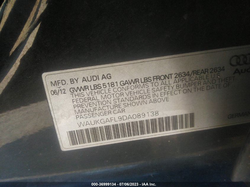 2013 AUDI S4 PRESTIGE - WAUKGAFL9DA089138