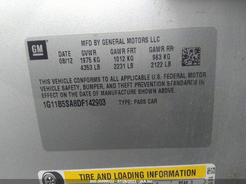 2013 CHEVROLET MALIBU LS - 1G11B5SA8DF142903