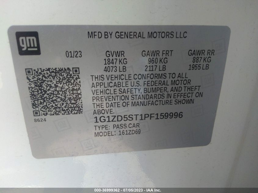 2023 CHEVROLET MALIBU LT - 1G1ZD5ST1PF159996