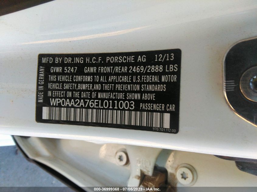 2014 PORSCHE PANAMERA - WP0AA2A76EL011003