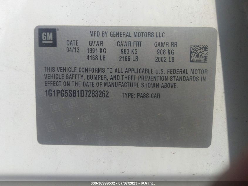 2013 CHEVROLET CRUZE LTZ - 1G1PG5SB1D7283262