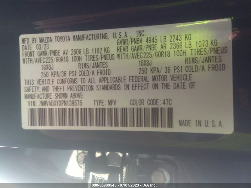 2023 MAZDA CX-50 MERIDIAN 7MMVABXYXPN139575