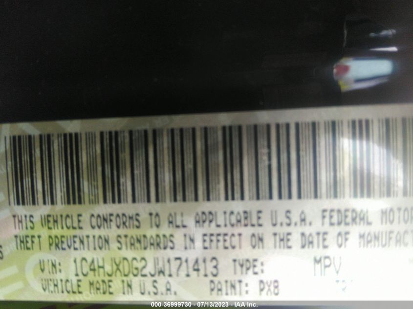 2018 JEEP WRANGLER UNLIMITED SPORT - 1C4HJXDG2JW171413