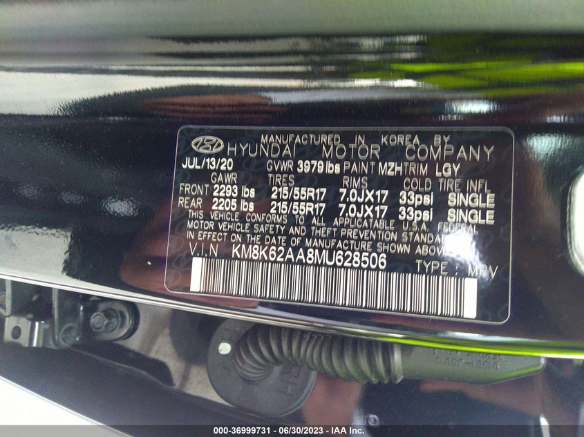VIN KM8K62AA8MU628506 2021 HYUNDAI KONA SEL PLUS