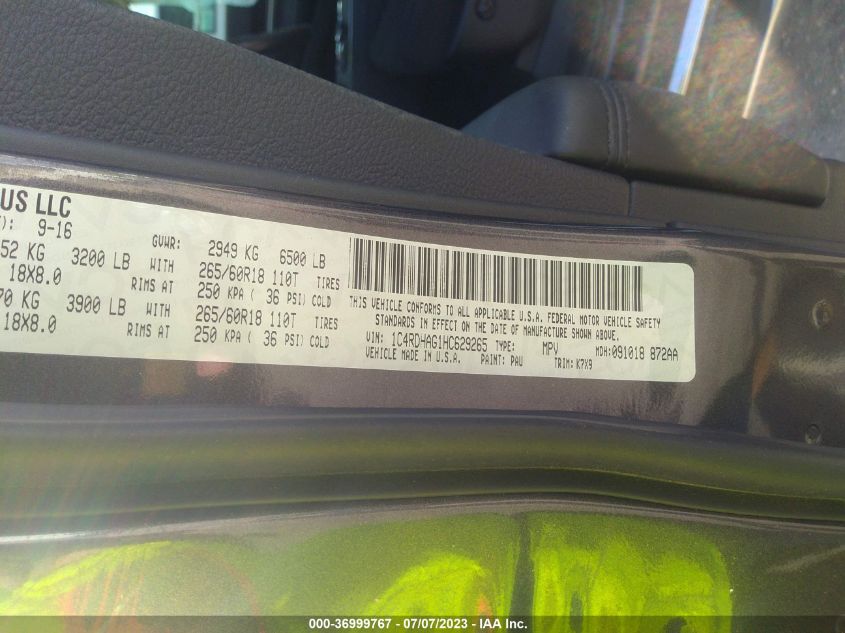 2017 DODGE DURANGO SXT - 1C4RDHAG1HC629265