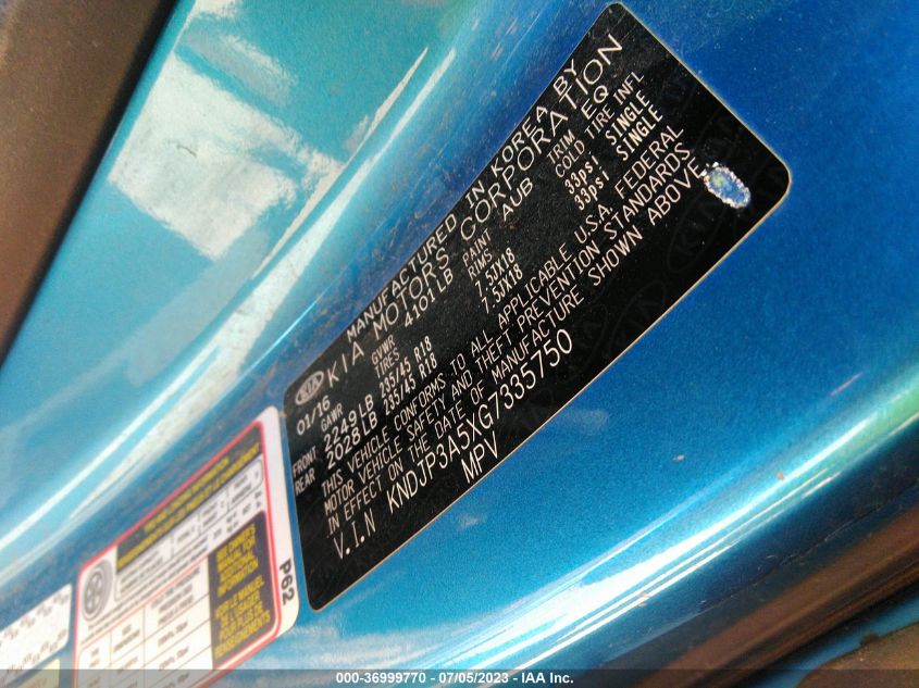 2016 KIA SOUL + - KNDJP3A5XG7335750