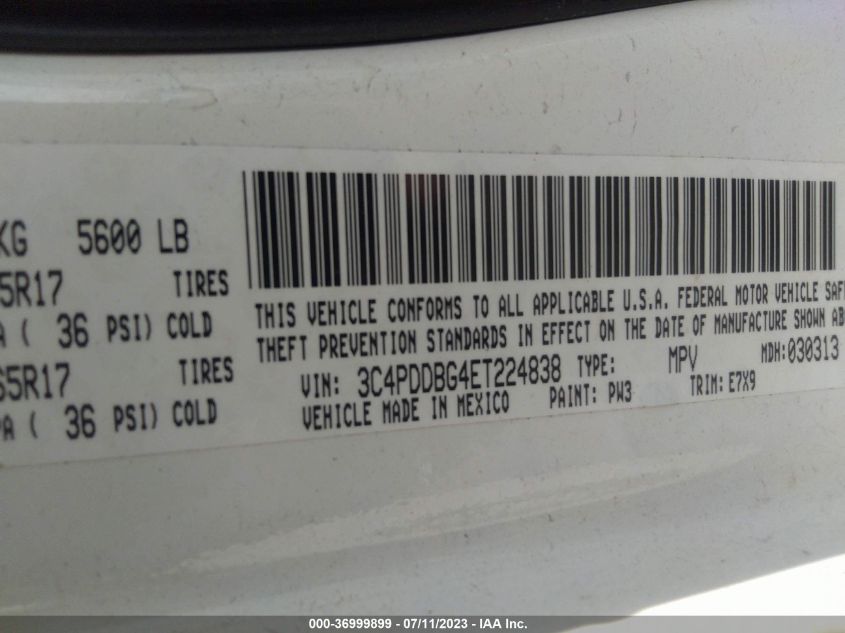 2014 DODGE JOURNEY SXT - 3C4PDDBG4ET224838