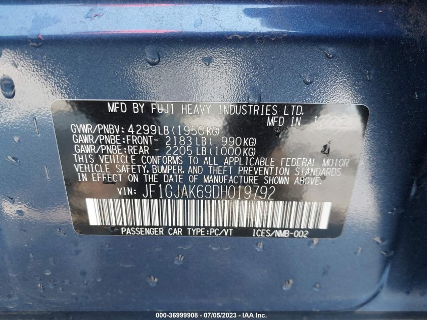 2013 SUBARU IMPREZA SEDAN LIMITED - JF1GJAK69DH019792