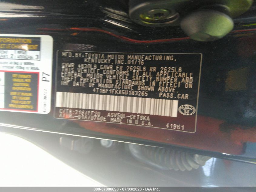 2016 TOYOTA CAMRY XLE/SE/LE/XSE - 4T1BF1FKXGU183265