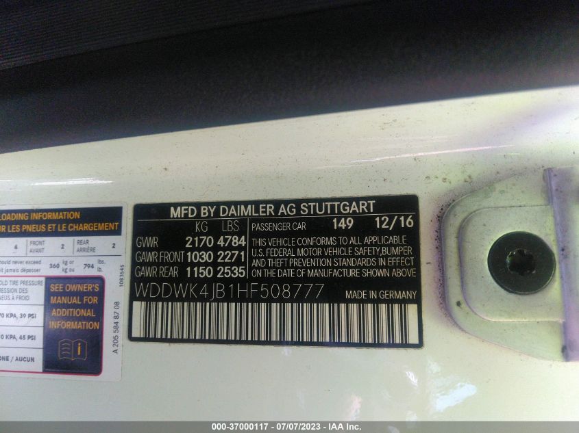 2017 MERCEDES-BENZ C-CLASS C 300 - WDDWK4JB1HF508777