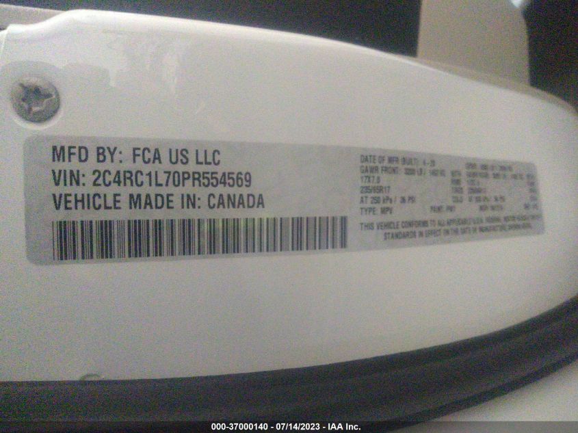 2023 CHRYSLER PACIFICA - 2C4RC1L70PR554569