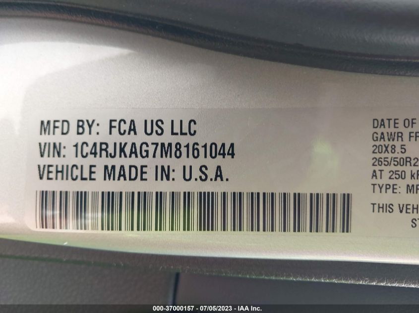 2021 JEEP GRAND CHEROKEE L ALTITUDE - 1C4RJKAG7M8161044