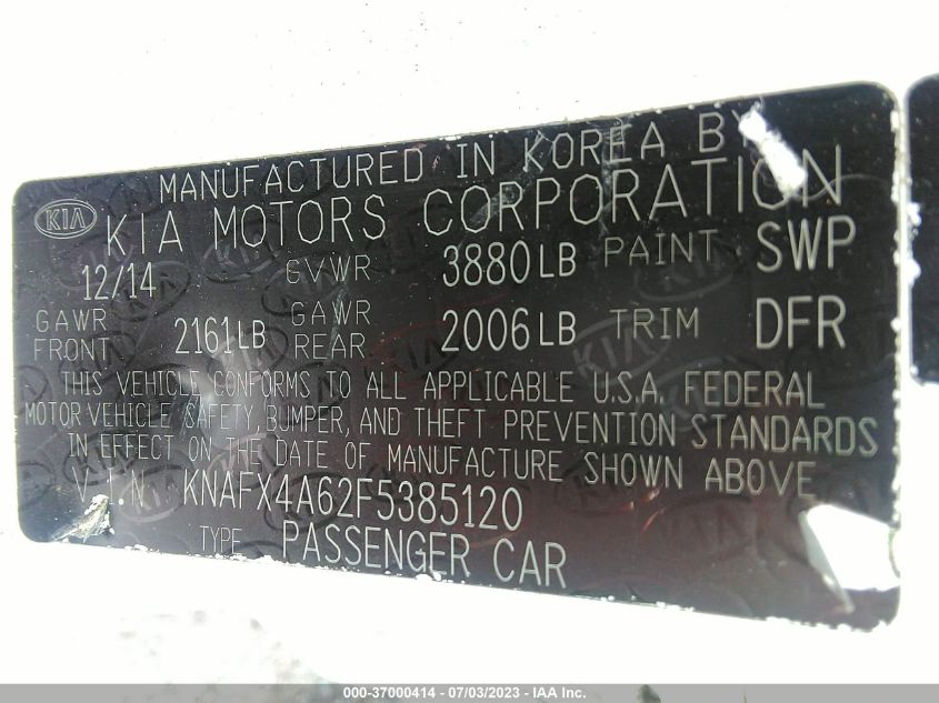 2015 KIA FORTE LX - KNAFX4A62F5385120