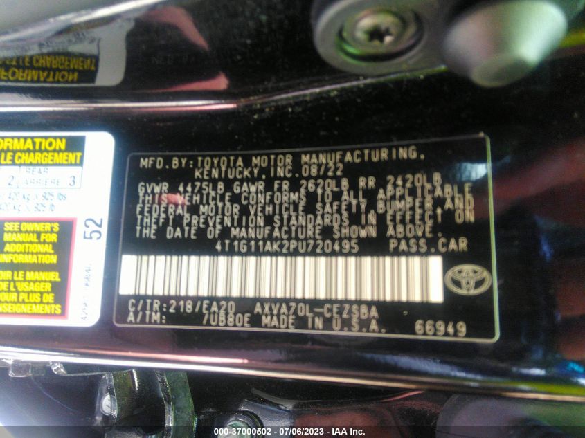 2023 TOYOTA CAMRY SE/SE NIGHTSHADE - 4T1G11AK2PU720495